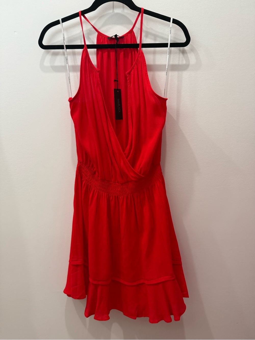 NWT Bobi black Red Sleeveless Mini Dress with Smocked Waist